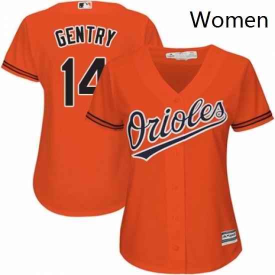 Womens Majestic Baltimore Orioles 14 Craig Gentry Authentic Orange Alternate Cool Base MLB Jersey